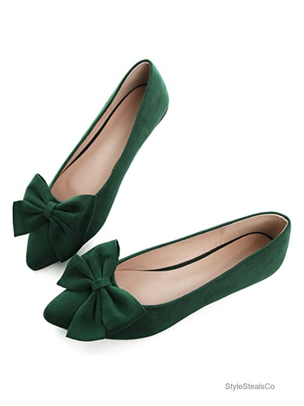 Women's Pointed Toe Ballet Flats Vegan Microsuede Slip On Dress Shoes